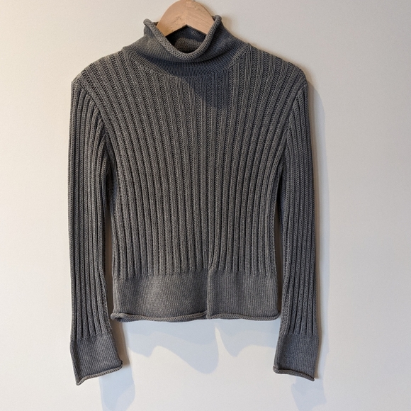 Vintage 90s Gray Chunky Knit Turtleneck Size Medium - Picture 9 of 9